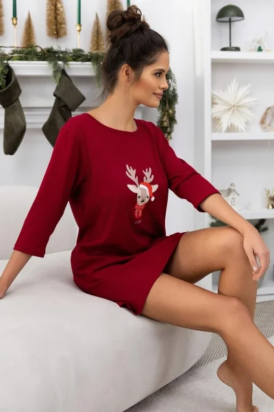 Noční košile Elia - bavlna - Bordó