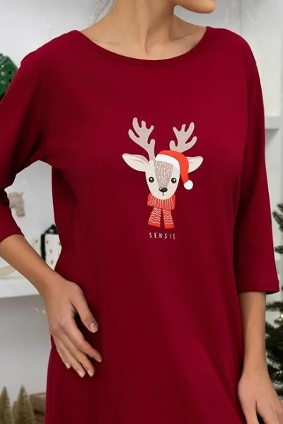 Noční košile Elia - bavlna - Bordó