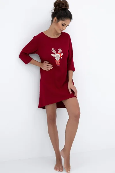 Noční košile Elia - bavlna - Bordó