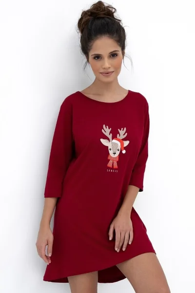 Noční košile Elia - bavlna - Bordó