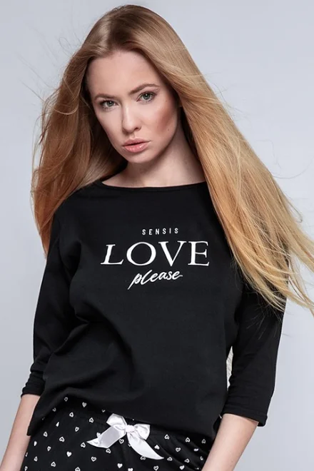 Dámské pyžamo Love Please ML - Černá