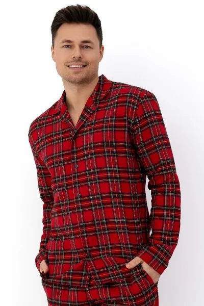 Pánské pyžamo Philip - bavlněný flanel - Červená