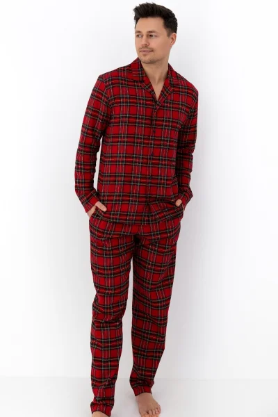 Pánské pyžamo Philip - bavlněný flanel - Červená
