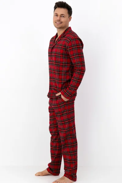 Pánské pyžamo Philip - bavlněný flanel - Červená