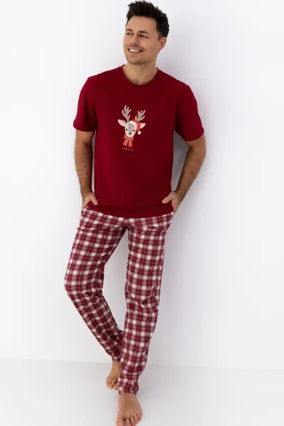 Pánské pyžamo Jack - bavlna - Bordó