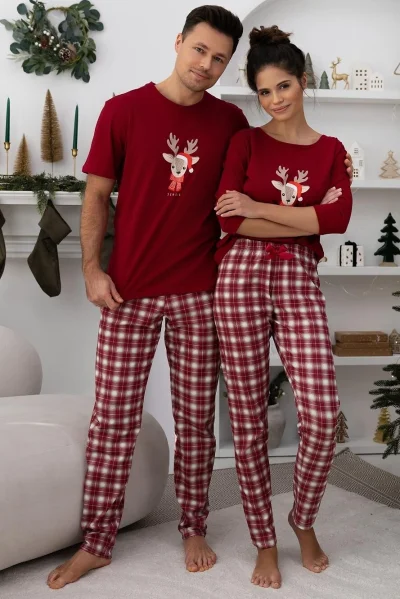 Pánské pyžamo Jack - bavlna - Bordó