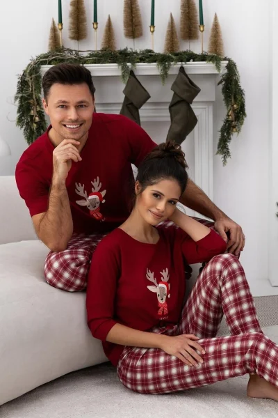 Pánské pyžamo Jack - bavlna - Bordó