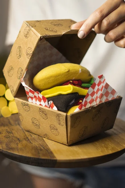 Unisex ponožky Hamburger box - Červená