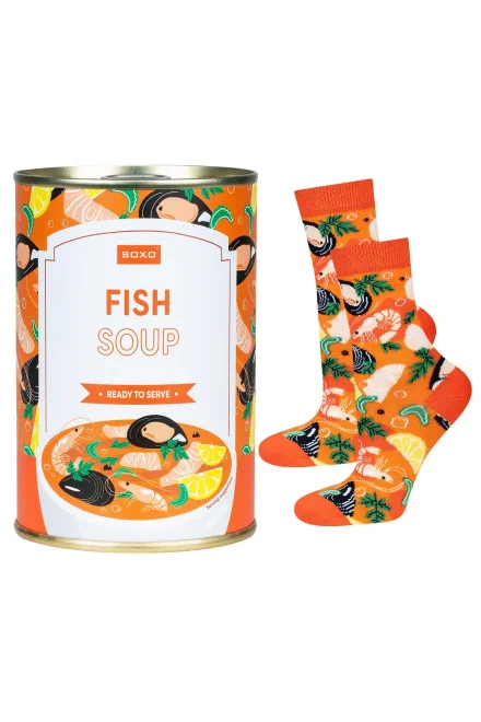 Unisex ponožky Fish Soup - v plechovce - Oranžová