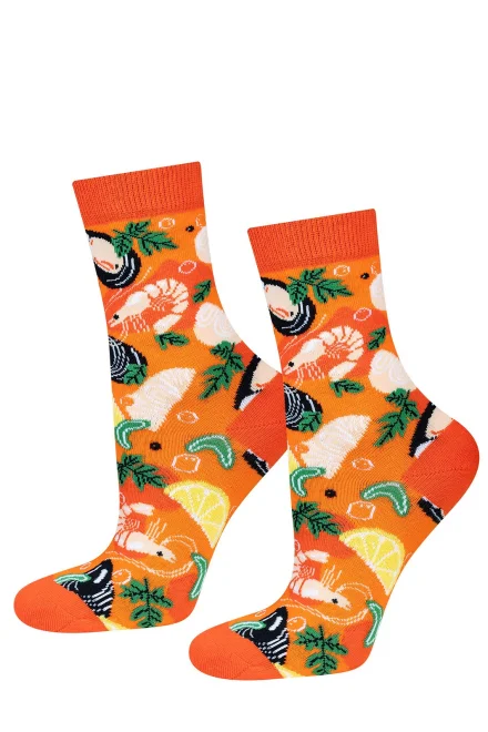 Unisex ponožky Fish Soup - v plechovce - Oranžová