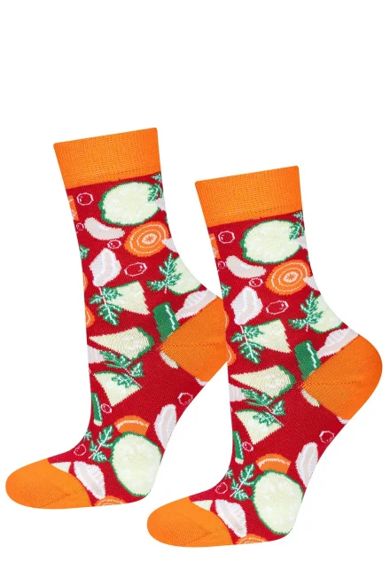 Unisex ponožky Minestrone Soup - v plechovce - Červená