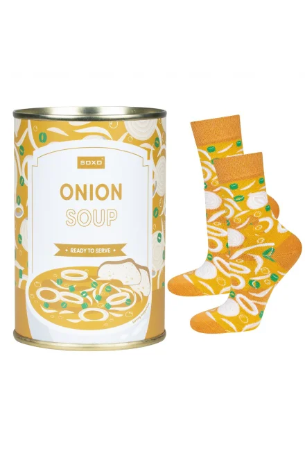Unisex ponožky cibulová polévka v plechovce - Žlutá