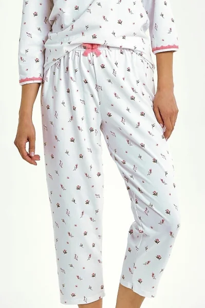 Dámské pyžamo Elodie - bavlna - Bílo-růžová