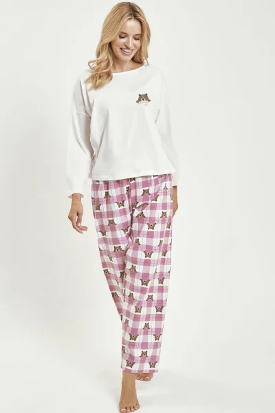 Dámské pyžamo Astrid - flanelová bavlna - Béžová