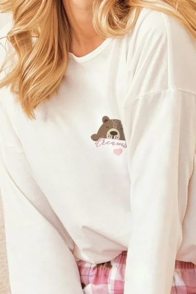 Dámské pyžamo Astrid - flanelová bavlna - Béžová