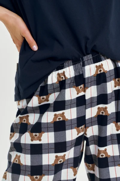 Dámské pyžamo Astrid - flanelová bavlna - Tmavě modrá