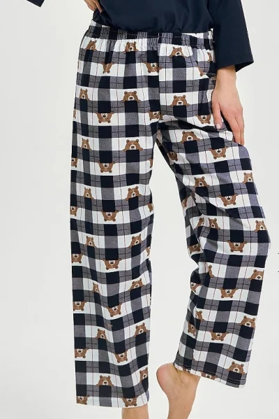 Dámské pyžamo Astrid - flanelová bavlna - Tmavě modrá