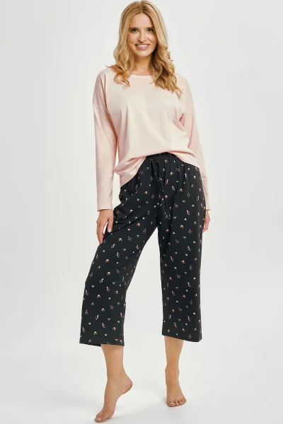 Dámské pyžamo Irene - bavlna - Růžovo-šedá