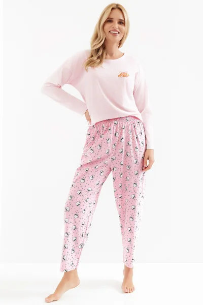 Dámské pyžamo Tori - 7/8 nohavice - Světle růžová