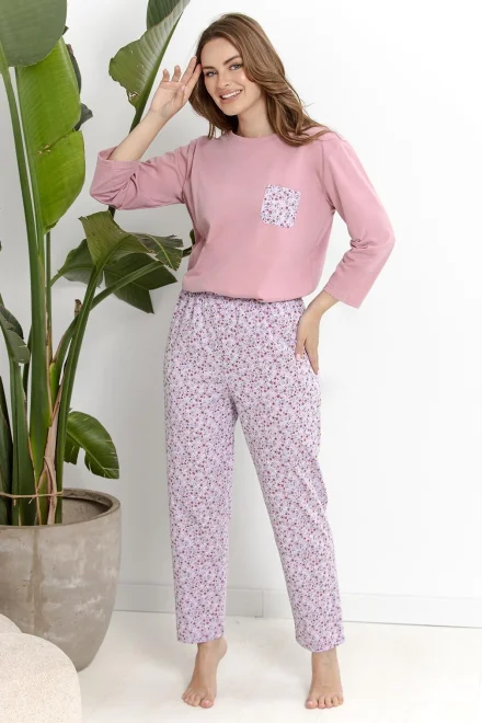 Dámské pyžamo 3629 Agnessa - 7/8 rukáv - Starorůžová