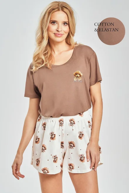 Dámské pyžamo 3526 Coco - Hnědo-béžová