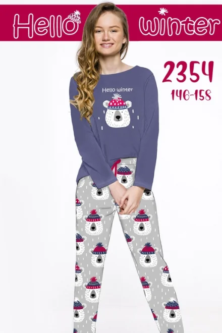Dívčí pyžamo 2354 Bear Dwarf - Fialová