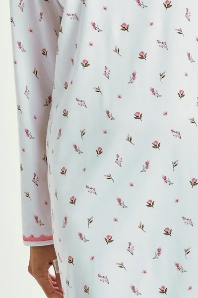 Noční košile Elodie - bavlna - Bílo-růžová