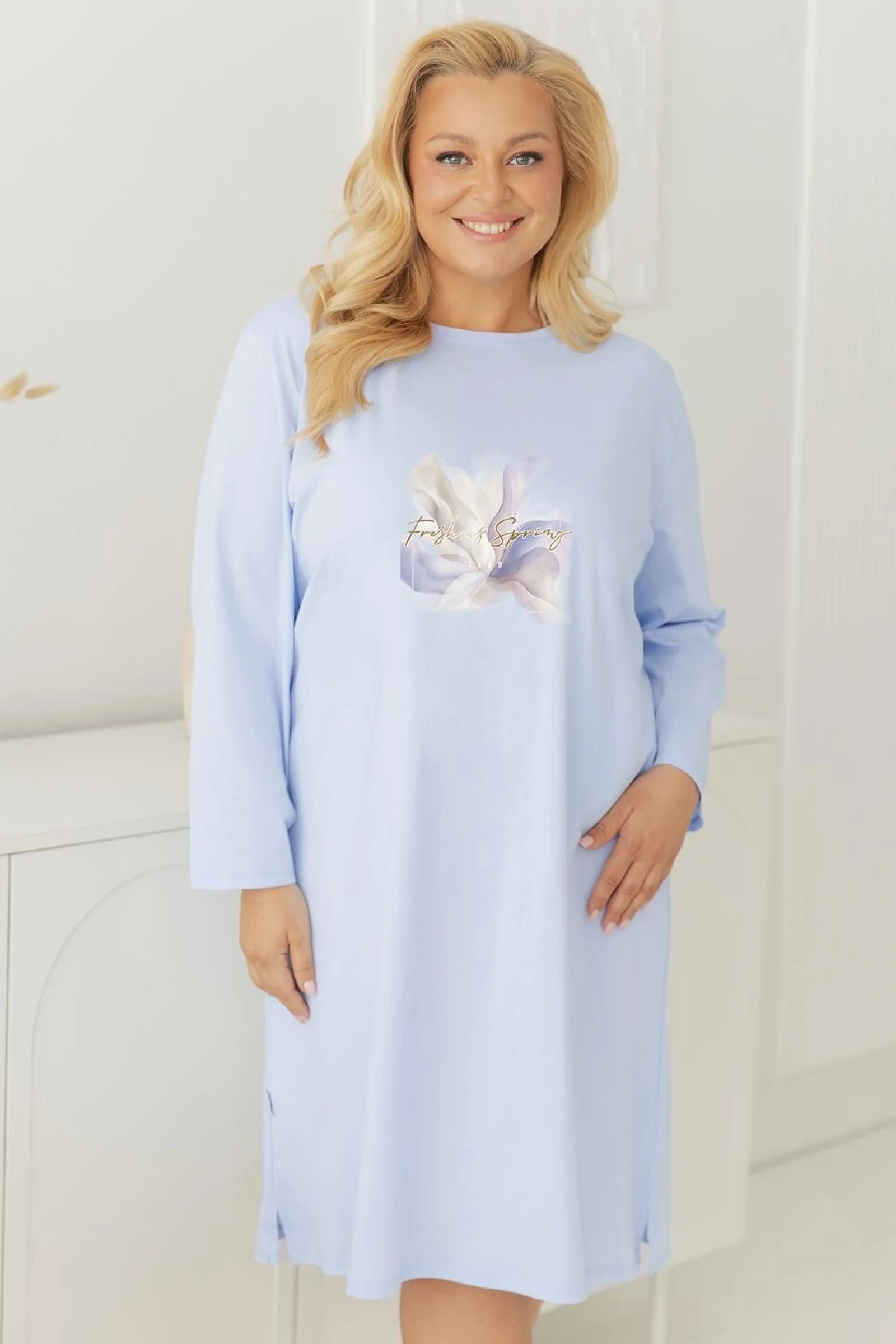 Noční košile Taro 3661 Selia - bavlna Světle modrá 5XL
