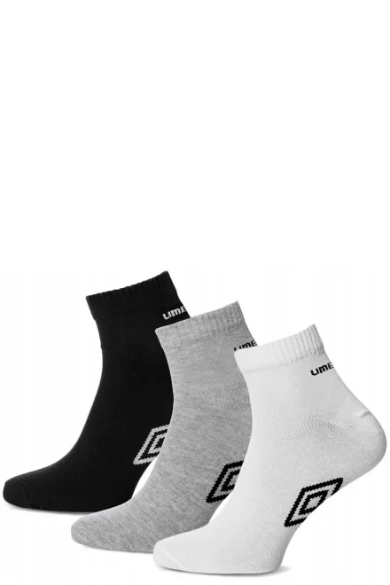 Pánské nízké ponožky Umbro UMSM 0238 Quarter Socks - 3 páry - Černo-šedo-bílá