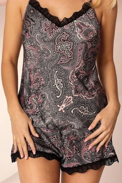 Dámské krátké pyžamo India - Černo-růžová