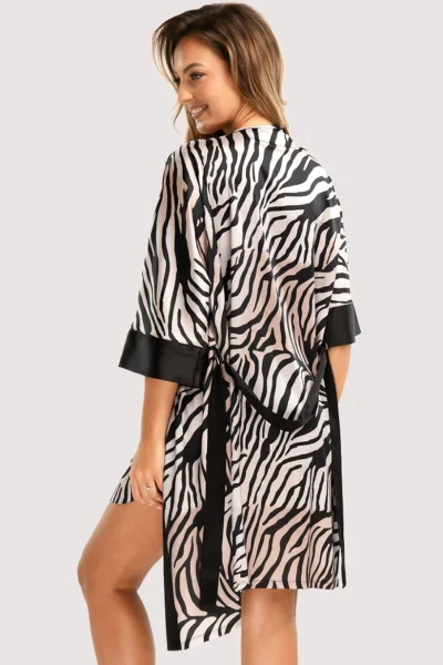 Dámský saténový župan Braga - Béžovo-černá