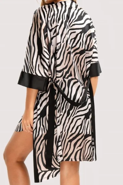 Dámský saténový župan Braga - Béžovo-černá